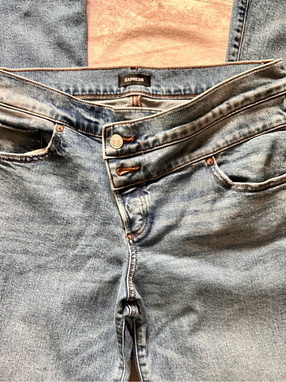 Express Women's 70s Flare Low-Rise Light Blue Jeans Size:10S